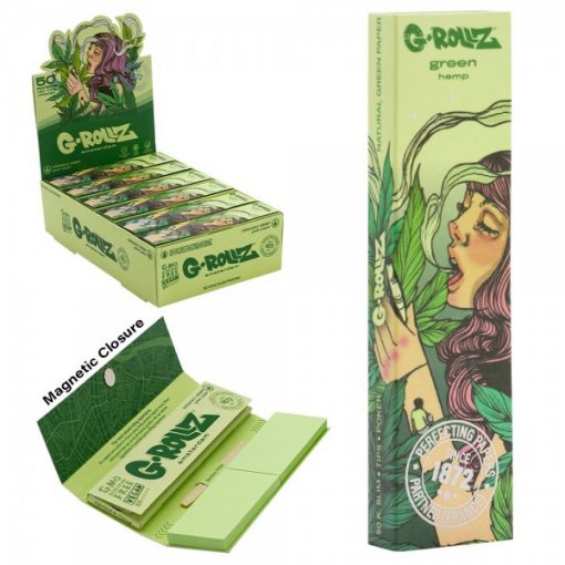 G-ROLLZ | Collector 'Mushroom Lady' - Organic Green Hemp - 50 KS Papers + Tips